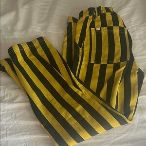 Big Bud Press yellow and black stripe work pants sz small